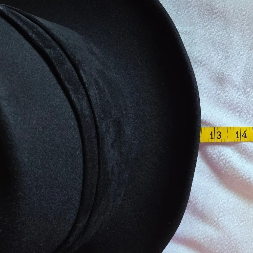 Eric Javits L'Avenue Fedora Large Black Wool Felt Wide Brim Hat - Picture 10 of 11